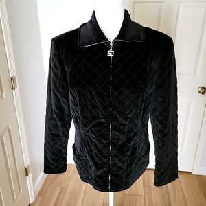St John By Marie Gray Black Velour Women's Size Medium Jacket NWOT